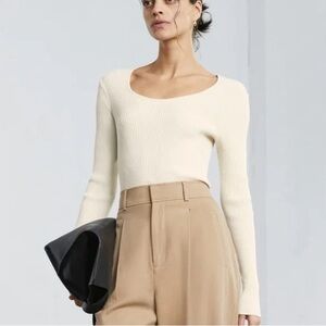 White Everlane ribbed sweater